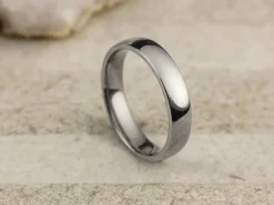 Titanium Court Polished Wedding Ring 4.0mm, Size K, 1.6mm Wall
