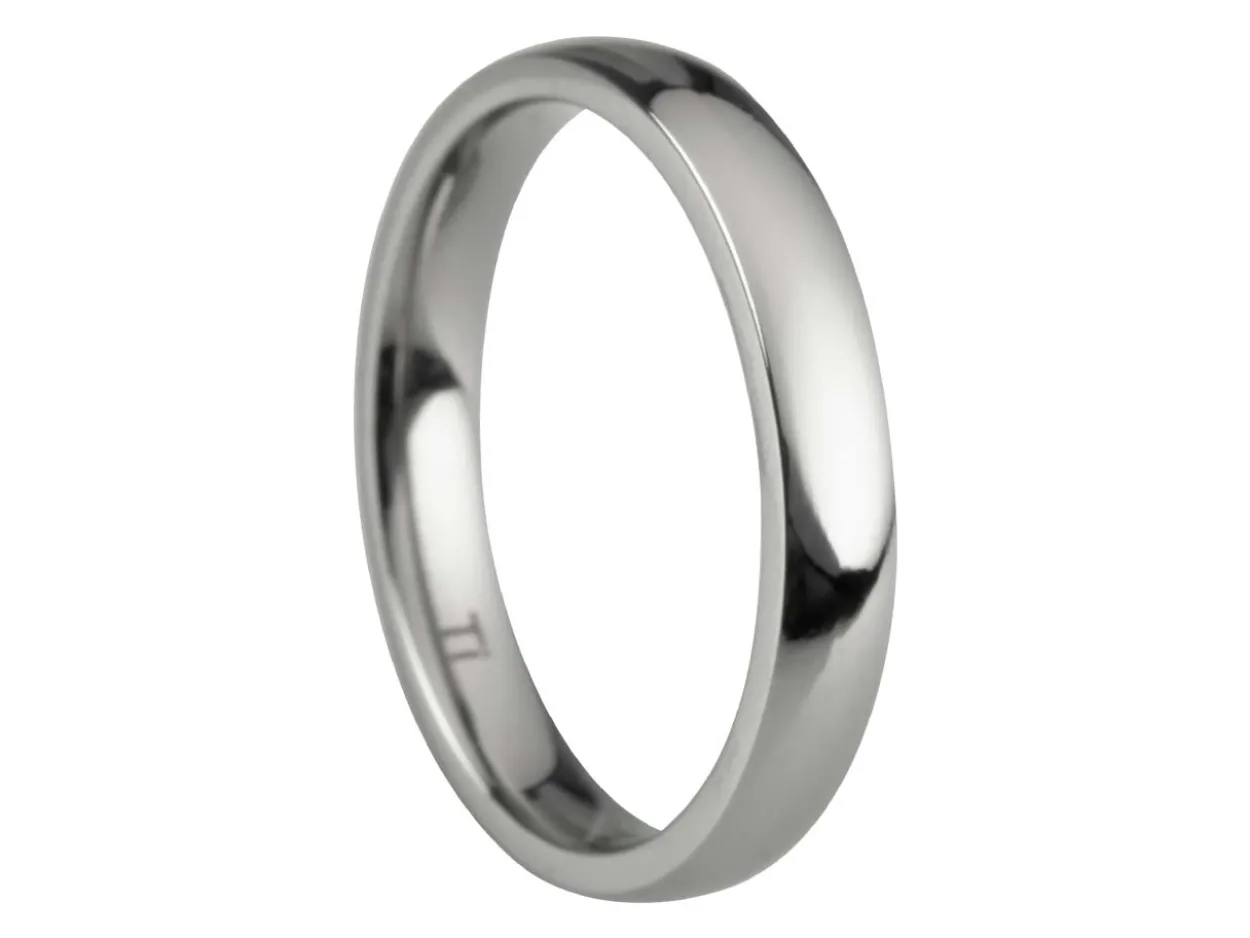 Titanium Court Polished Wedding Ring 3.0mm, Size P, 1.6mm Wall