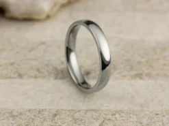 Titanium Court Polished Wedding Ring 3.0mm, Size P, 1.6mm Wall