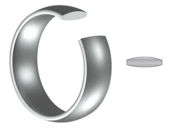 Titanium Court Polished Wedding Ring 3.0mm, Size P, 1.6mm Wall