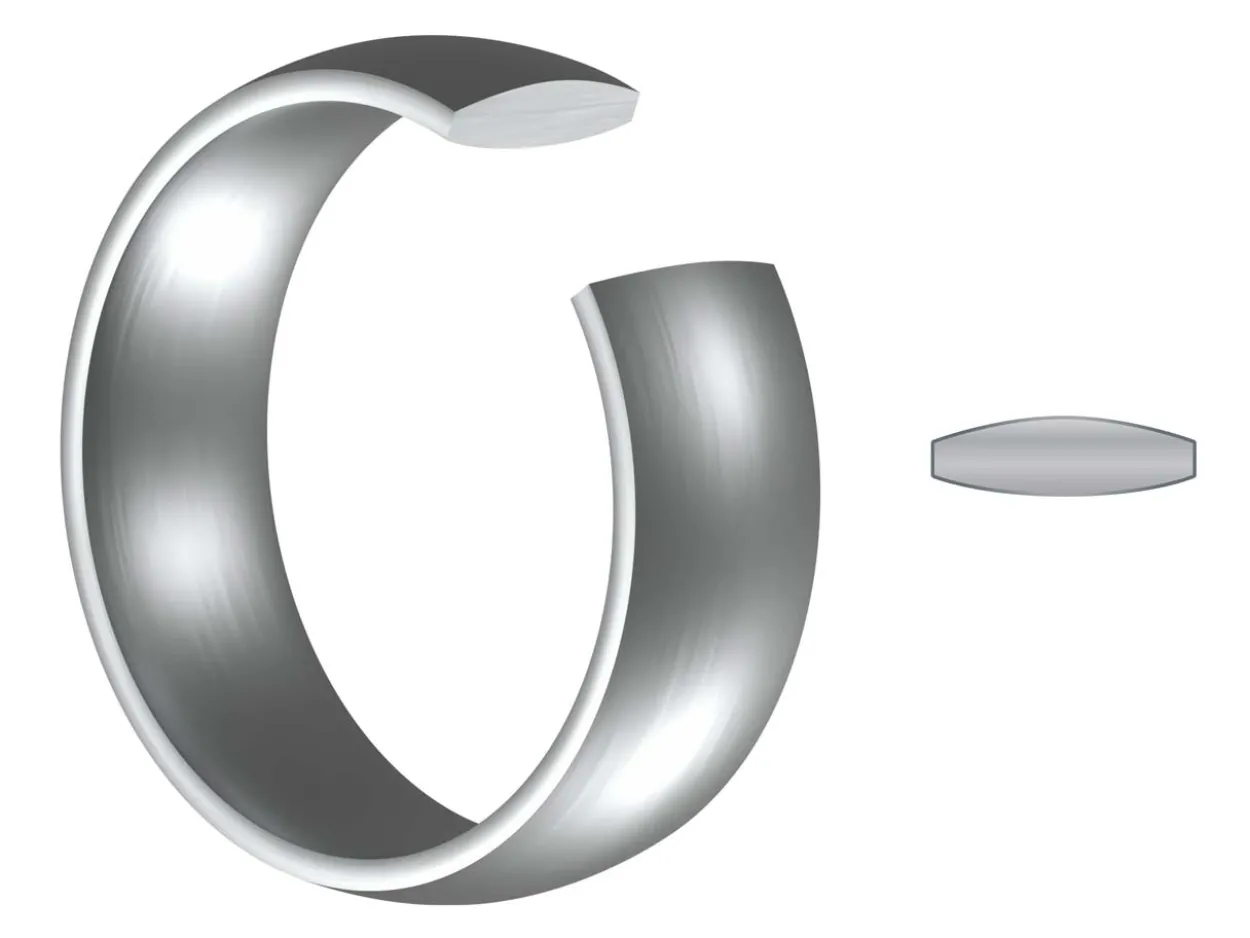 Titanium Court Polished Wedding Ring 3.0mm, Size O, 1.6mm Wall