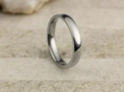 Titanium Court Polished Wedding Ring 3.0mm, Size L, 1.6mm Wall