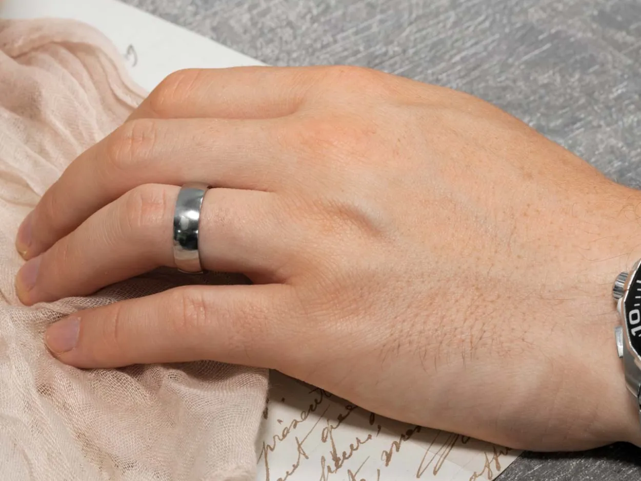 Titanium Court Polished Wedding Ring 3.0mm, Size L, 1.6mm Wall