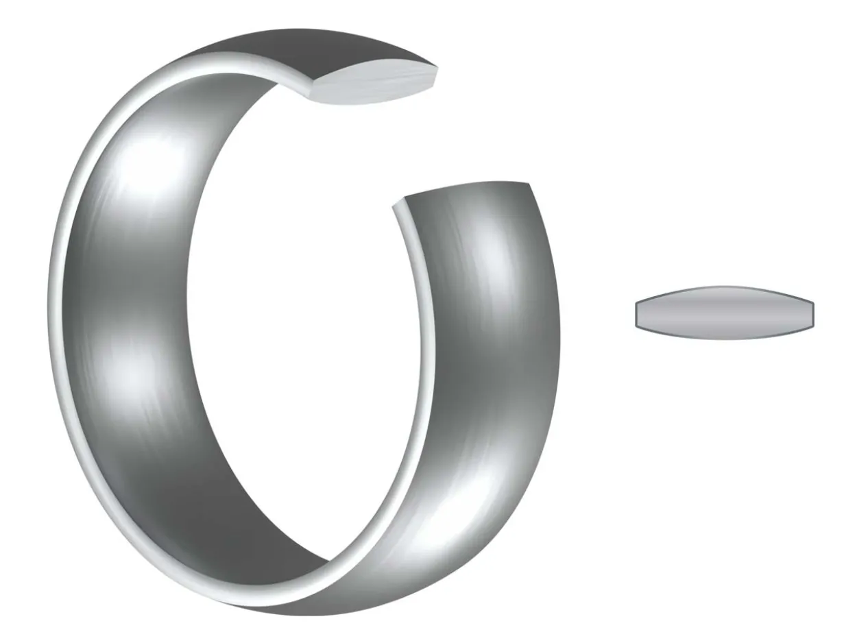 Titanium Court Polished Wedding Ring 3.0mm, Size L, 1.6mm Wall
