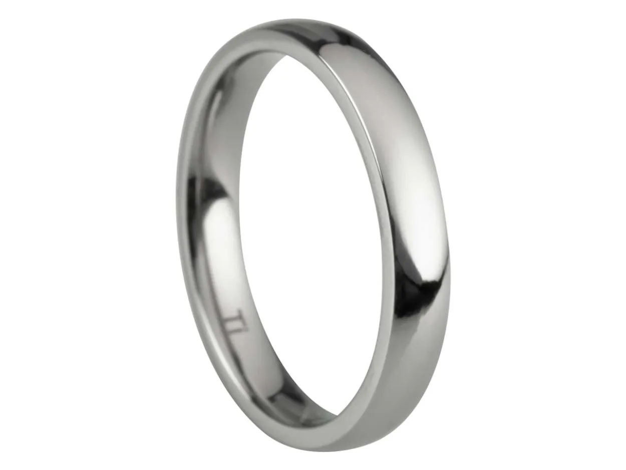Titanium Court Polished Wedding Ring 3.0mm, Size K, 1.6mm Wall