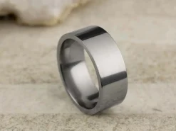 Titanium Flat Court Easy Fit Polished Wedding Ring 8.0mm, Size T, 2.0mm Wall