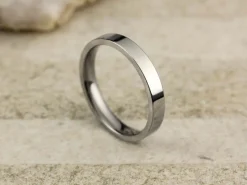 Titanium Flat Court Easy Fit Polished Wedding Ring 3.0mm, Size P, 1.6mm Wall