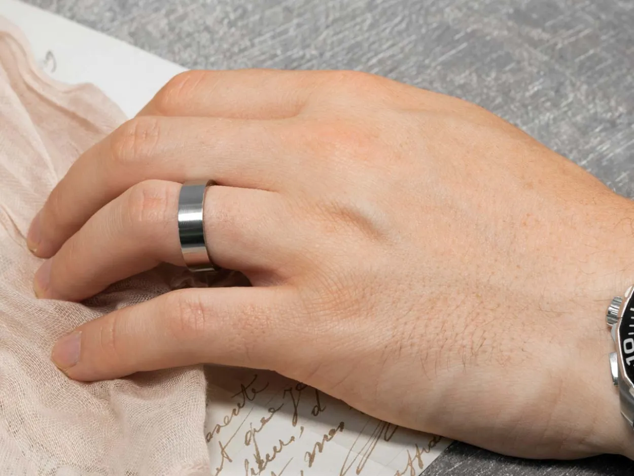 Titanium Flat Court Easy Fit Polished Wedding Ring 8.0mm, Size W, 2.0mm Wall