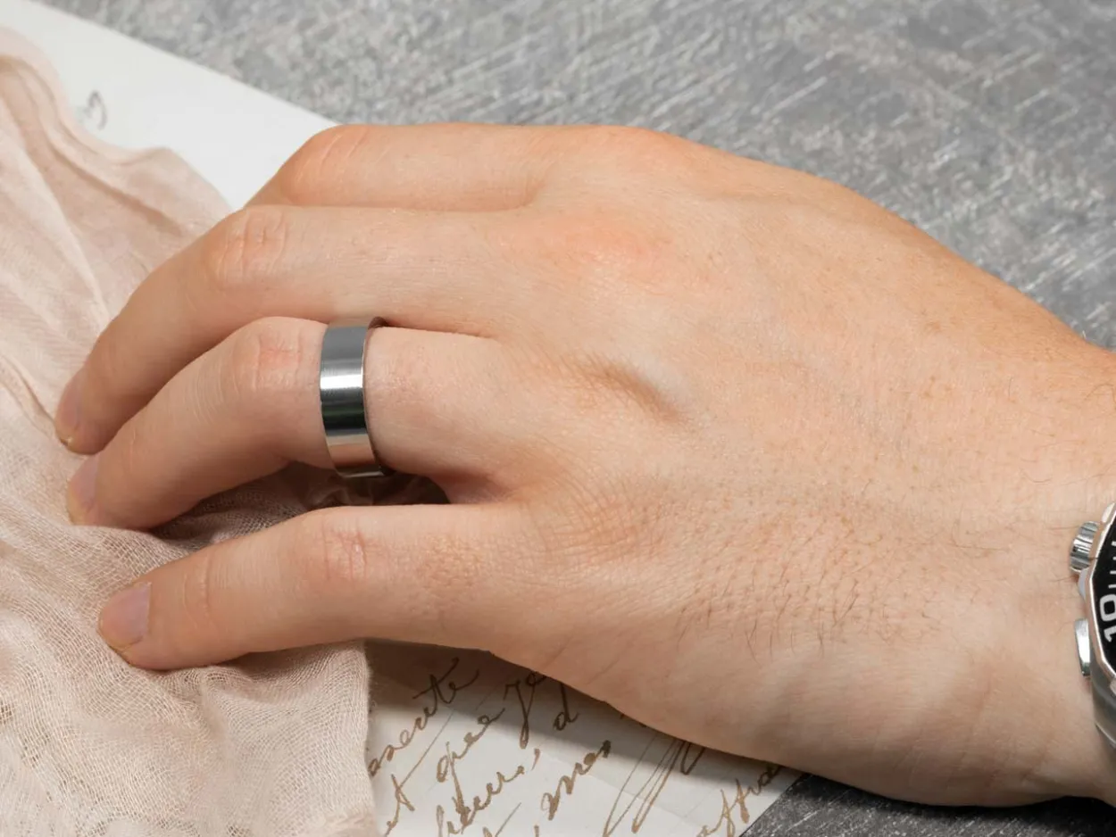 Titanium Flat Court Easy Fit Polished Wedding Ring 8.0mm, Size S, 2.0mm Wall