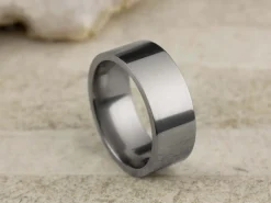 Titanium Flat Court Easy Fit Polished Wedding Ring 8.0mm, Size Q, 2.0mm Wall
