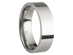 Titanium Flat Court Easy Fit Polished Wedding Ring 6.0mm, Size X, 1.8mm Wall