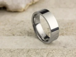 Titanium Flat Court Easy Fit Polished Wedding Ring 6.0mm, Size W, 1.8mm Wall