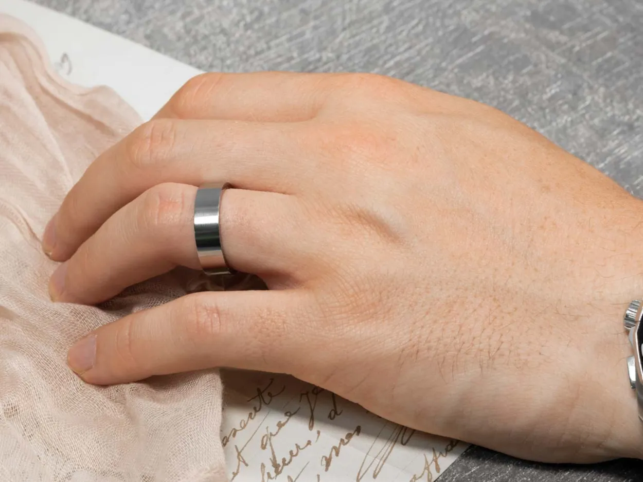 Titanium Flat Court Easy Fit Polished Wedding Ring 6.0mm, Size W, 1.8mm Wall