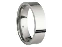 Titanium Flat Court Easy Fit Polished Wedding Ring 6.0mm, Size S, 1.8mm Wall