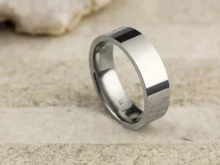 Titanium Flat Court Easy Fit Polished Wedding Ring 6.0mm, Size S, 1.8mm Wall