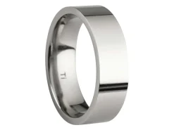 Titanium Flat Court Easy Fit Polished Wedding Ring 6.0mm, Size R, 1.8mm Wall