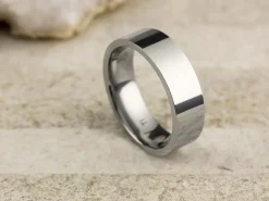 Titanium Flat Court Easy Fit Polished Wedding Ring 6.0mm, Size R, 1.8mm Wall