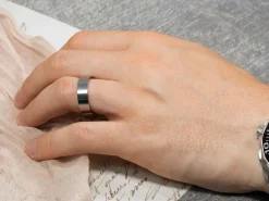 Titanium Flat Court Easy Fit Polished Wedding Ring 6.0mm, Size R, 1.8mm Wall