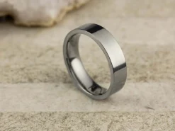 Titanium Flat Court Easy Fit Polished Wedding Ring 5.0mm, Size Y, 1.8mm Wall