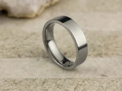 Titanium Flat Court Easy Fit Polished Wedding Ring 5.0mm, Size X, 1.8mm Wall
