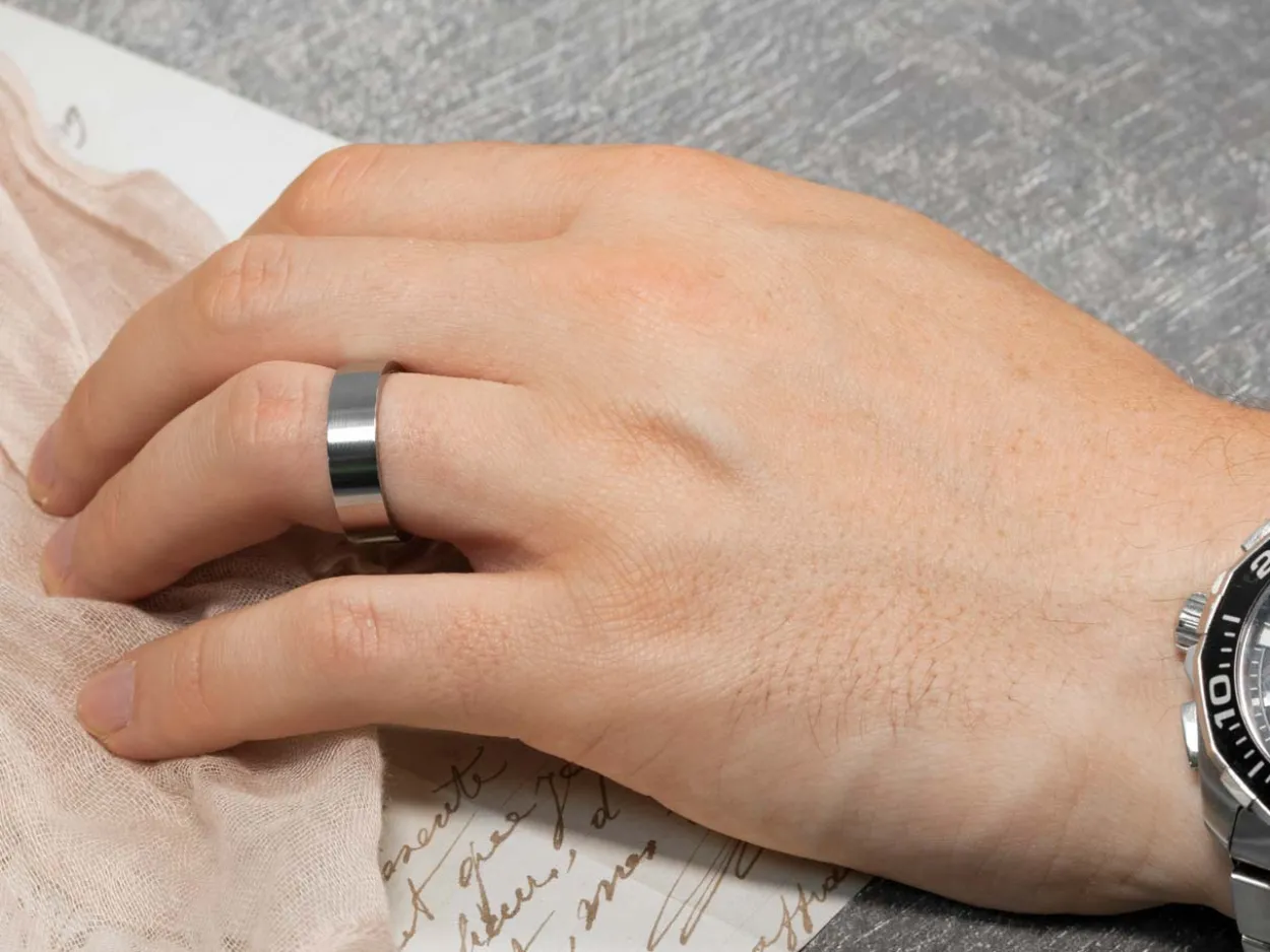 Titanium Flat Court Easy Fit Polished Wedding Ring 5.0mm, Size W, 1.8mm Wall