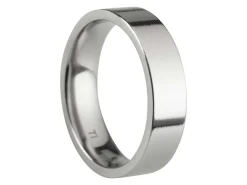 Titanium Flat Court Easy Fit Polished Wedding Ring 5.0mm, Size V, 1.8mm Wall
