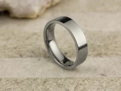 Titanium Flat Court Easy Fit Polished Wedding Ring 5.0mm, Size S, 1.8mm Wall