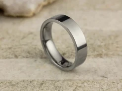 Titanium Flat Court Easy Fit Polished Wedding Ring 5.0mm, Size R, 1.8mm Wall