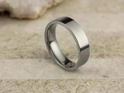 Titanium Flat Court Easy Fit Polished Wedding Ring 5.0mm, Size Q, 1.8mm Wall