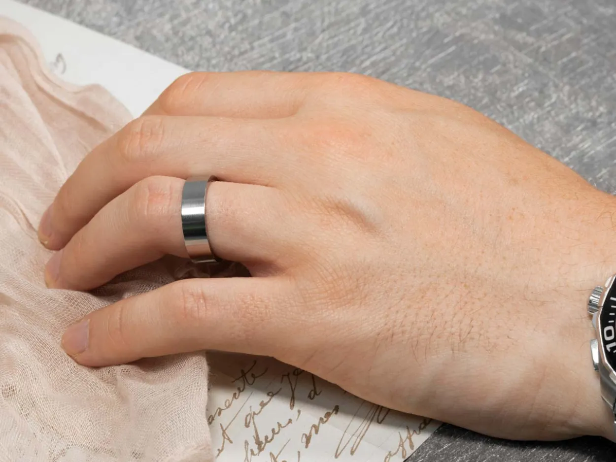 Titanium Flat Court Easy Fit Polished Wedding Ring 5.0mm, Size Q, 1.8mm Wall