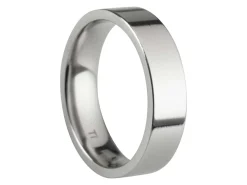 Titanium Flat Court Easy Fit Polished Wedding Ring 5.0mm, Size O, 1.8mm Wall