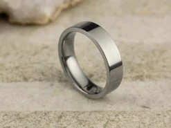 Titanium Flat Court Easy Fit Polished Wedding Ring 5.0mm, Size O, 1.8mm Wall
