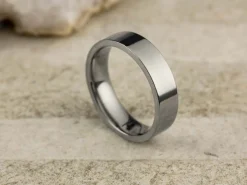 Titanium Flat Court Easy Fit Polished Wedding Ring 5.0mm, Size L, 1.8mm Wall