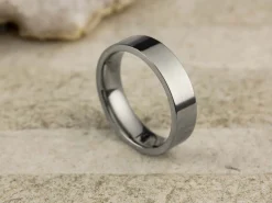 Titanium Flat Court Easy Fit Polished Wedding Ring 5.0mm, Size J, 1.8mm Wall