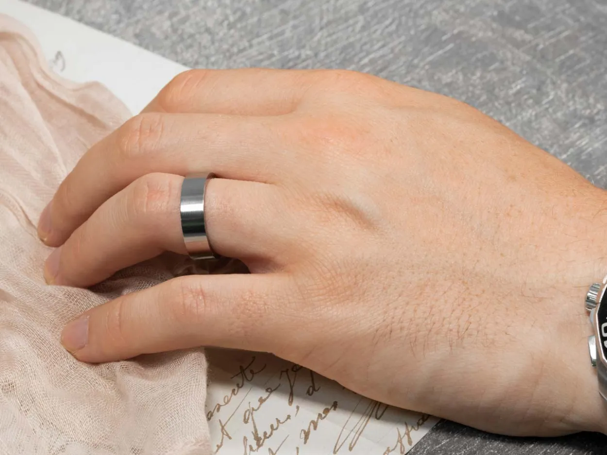 Titanium Flat Court Easy Fit Polished Wedding Ring 5.0mm, Size I, 1.8mm Wall