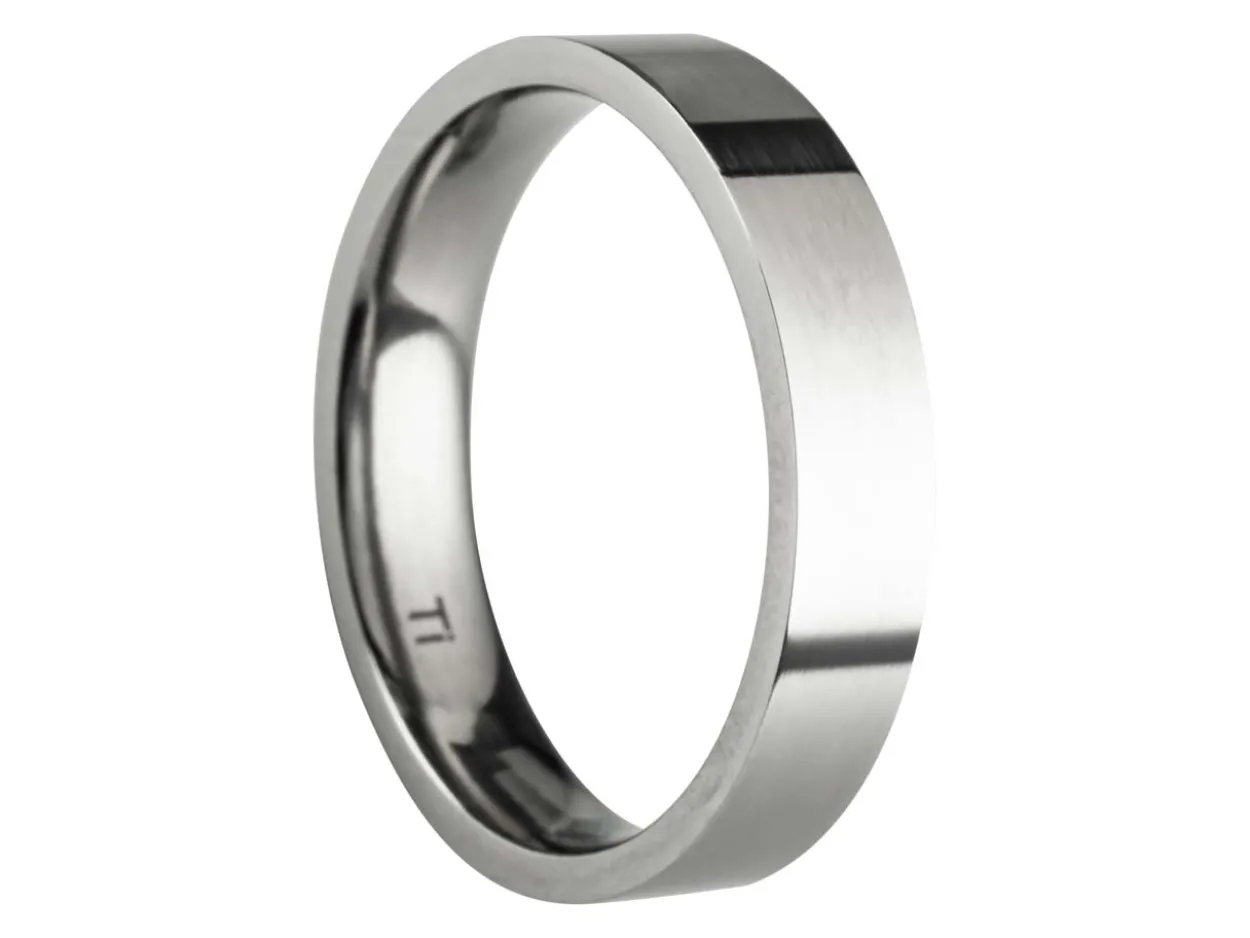 Titanium Flat Court Easy Fit Polished Wedding Ring 4.0mm, Size Z, 1.6mm Wall