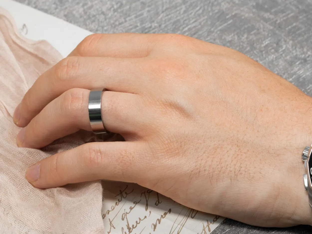 Titanium Flat Court Easy Fit Polished Wedding Ring 4.0mm, Size X, 1.6mm Wall