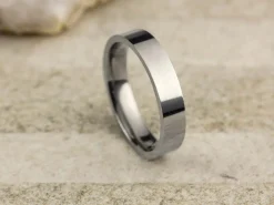 Titanium Flat Court Easy Fit Polished Wedding Ring 4.0mm, Size W, 1.6mm Wall