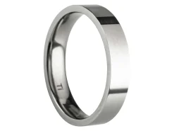Titanium Flat Court Easy Fit Polished Wedding Ring 4.0mm, Size U, 1.6mm Wall