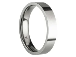 Titanium Flat Court Easy Fit Polished Wedding Ring 4.0mm, Size P, 1.6mm Wall