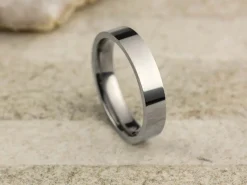 Titanium Flat Court Easy Fit Polished Wedding Ring 4.0mm, Size O, 1.6mm Wall