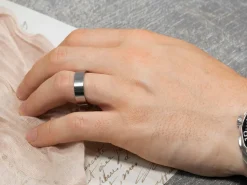Titanium Flat Court Easy Fit Polished Wedding Ring 4.0mm, Size O, 1.6mm Wall