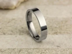 Titanium Flat Court Easy Fit Polished Wedding Ring 4.0mm, Size N, 1.6mm Wall