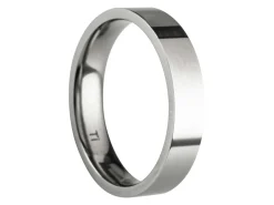 Titanium Flat Court Easy Fit Polished Wedding Ring 4.0mm, Size L, 1.6mm Wall