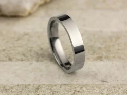 Titanium Flat Court Easy Fit Polished Wedding Ring 4.0mm, Size L, 1.6mm Wall