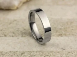 Titanium Flat Court Easy Fit Polished Wedding Ring 4.0mm, Size K, 1.6mm Wall