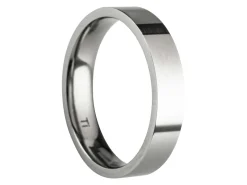 Titanium Flat Court Easy Fit Polished Wedding Ring 4.0mm, Size J, 1.6mm Wall