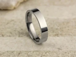 Titanium Flat Court Easy Fit Polished Wedding Ring 4.0mm, Size J, 1.6mm Wall