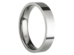 Titanium Flat Court Easy Fit Polished Wedding Ring 4.0mm, Size I, 1.6mm Wall