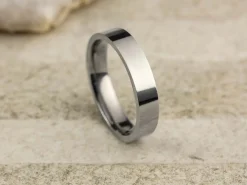 Titanium Flat Court Easy Fit Polished Wedding Ring 4.0mm, Size I, 1.6mm Wall